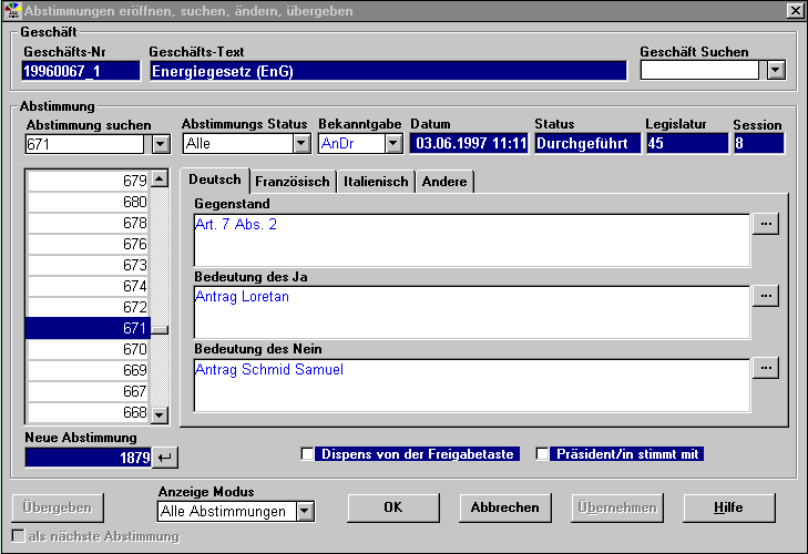 Software der Elektronischen Abstimmung